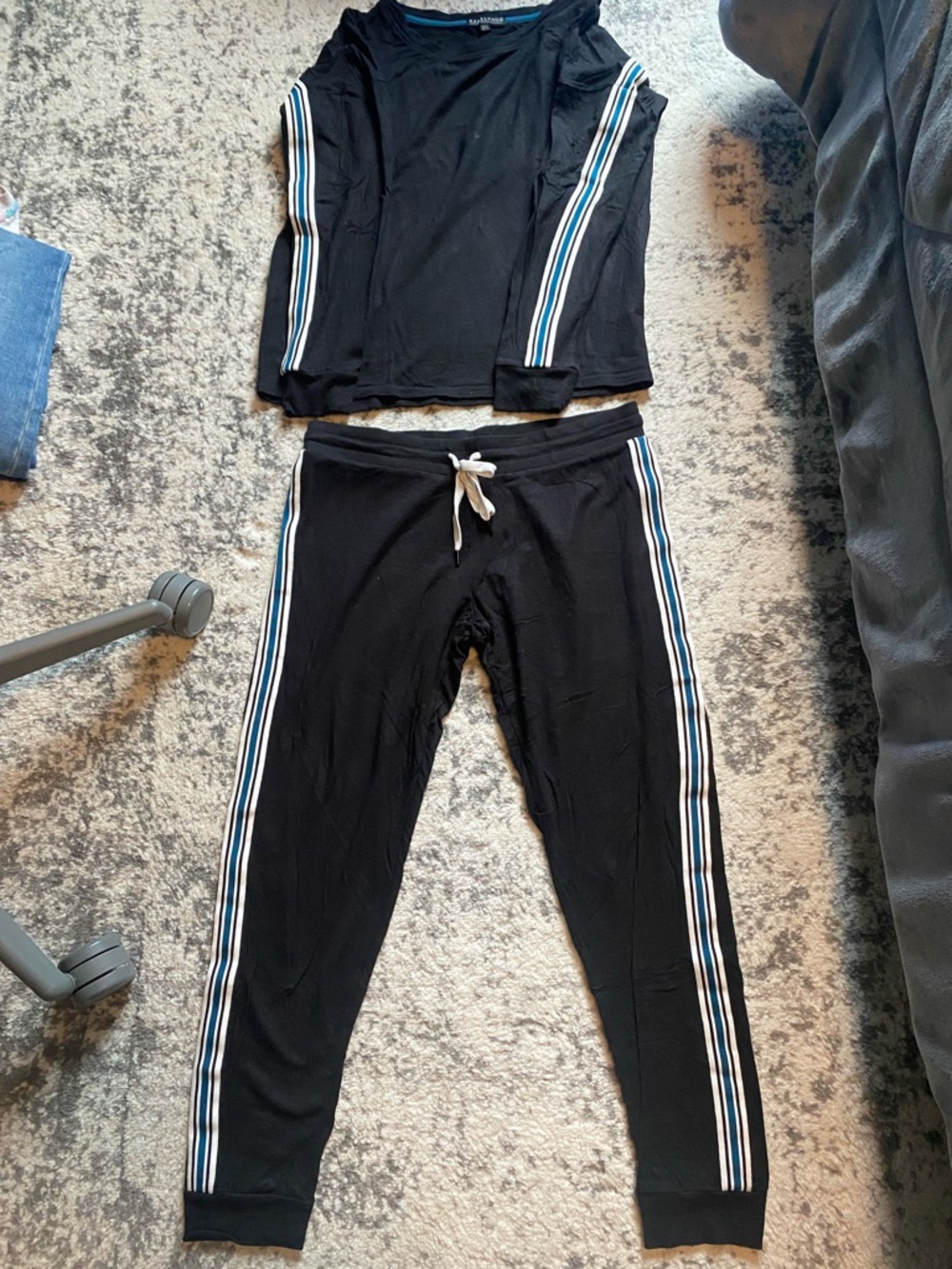 PJ Salvage women’s Black Stripe Jogger Bottoms and matching top